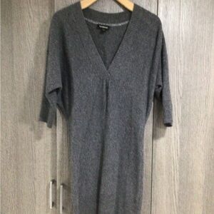 bebe Charcoal V-Neck Knit Midi Dress cashmere